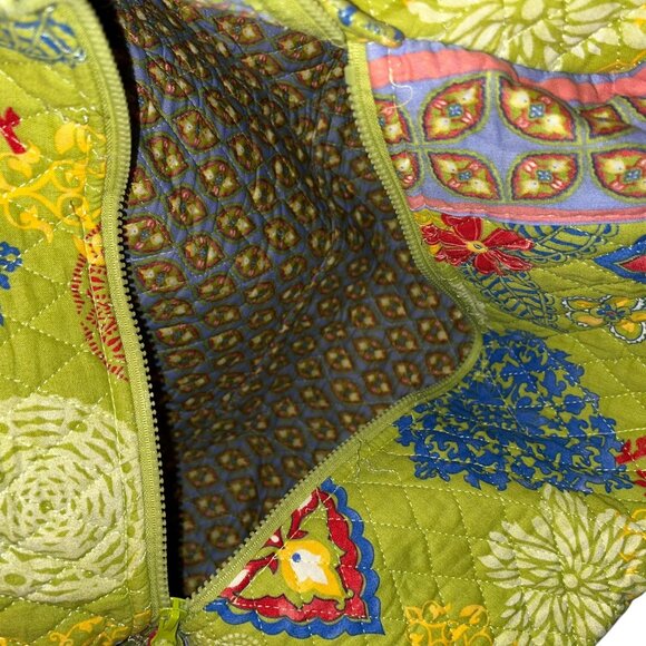 French Provencal green paisley block contrast cotton quilted weekender b… - Picture 2 of 6